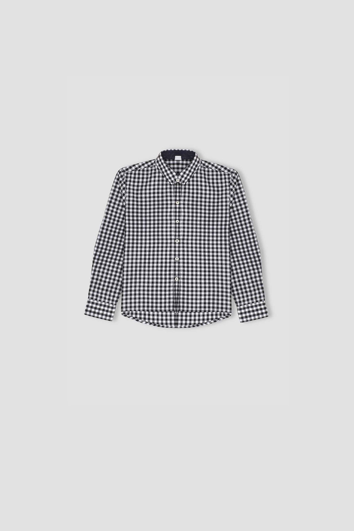 Checkered Button Downshirt For Boy - Black Check