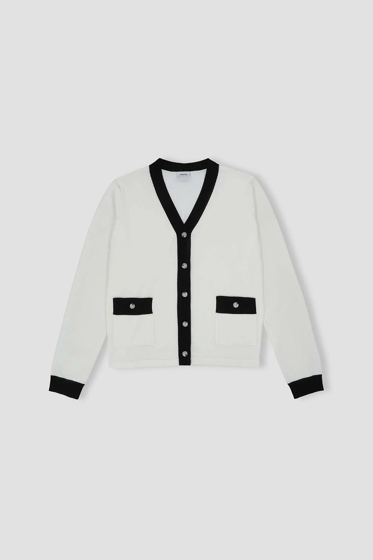 Contrast Cardigan For Women - Ecru