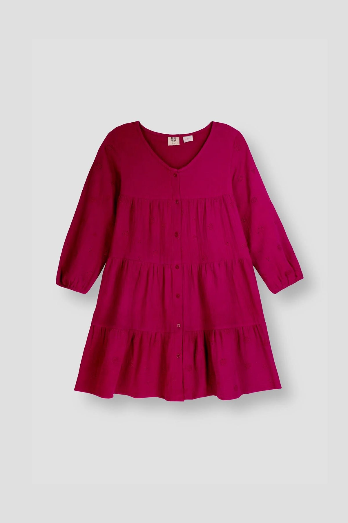Crinkled Dress For Girl - Fuchsia