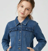 Denim Jacket for Girls - Mid Blue - MEME