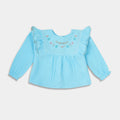  Embroidered Blouse for Baby Girl - Columbia Blue 