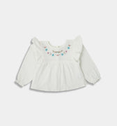  Embroidered Blouse for Baby Girl - Light Grey 