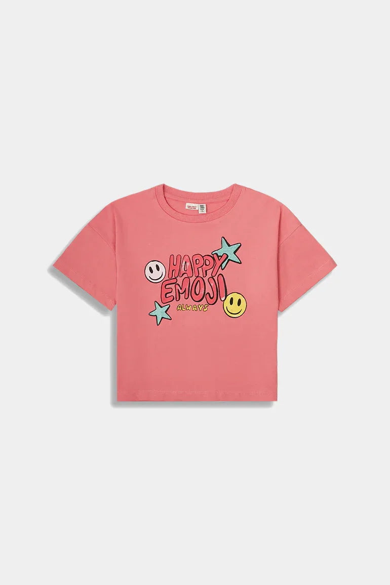 Emoji T-Shirt for Girl - Light Coral - MEME