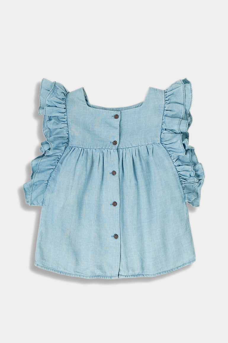 Denim Top for Girl - Jungle Mist
