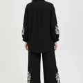 Embroidered Co-ord Set For Women - Black - MEME