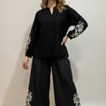 Embroidered Co-ord Set For Women - Black - MEME
