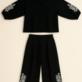 Embroidered Co-ord Set For Women - Black - MEME
