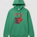 Emoji Graphic Hoodie for Men - Green - MEME
