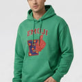 Emoji Graphic Hoodie for Men - Green - MEME