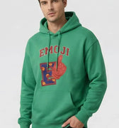 Emoji Graphic Hoodie for Men - Green - MEME