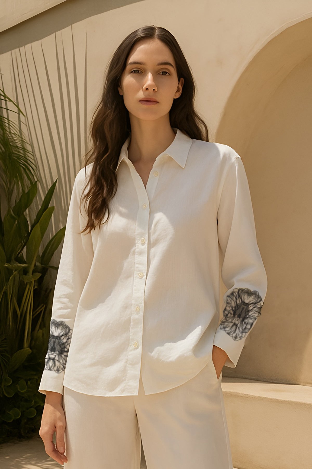 Embroided Tunic For Women - Bone