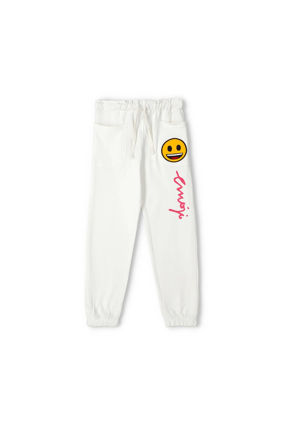 Emoji Jogger Pant For Girl - White