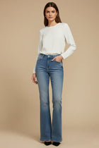 Flared Denim Jeans For Women - Light Blue - MEME