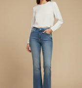 Flared Denim Jeans For Women - Light Blue - MEME