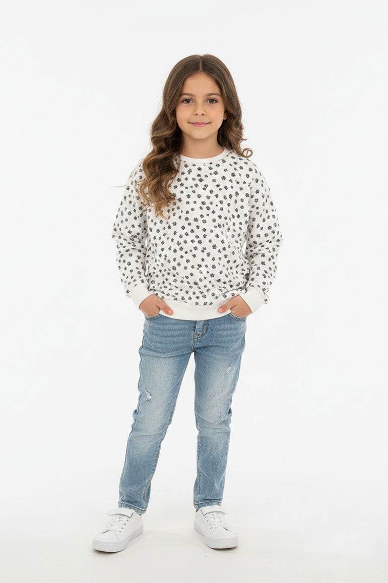 FLORAL PRINT SWEATSHIRT FOR GIRLS