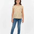 Floral Sleeveless Top for Girls - Soft Yellow - MEME