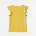 Flutter Sleeve V-Neck Top for Women - Yellow - MEME