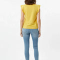 Flutter Sleeve V-Neck Top for Women - Yellow - MEME
