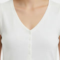 Flutter Sleeve V-Neck Top for Women - White - MEME