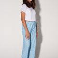 Floral Wide Leg Trouser For Girl - Blue Model Side Pose