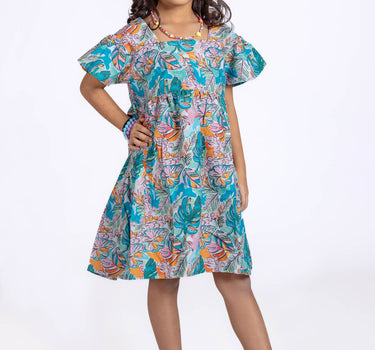 Girls Printed Midi Dress 