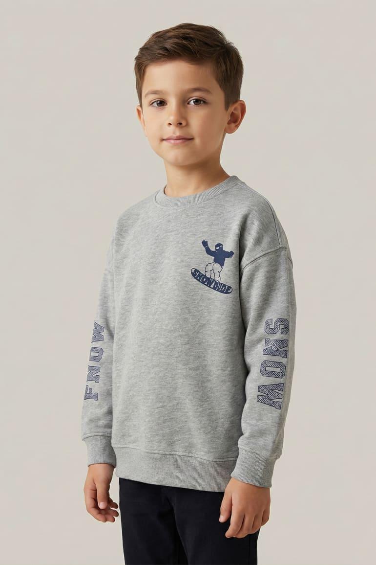 Graphic Sweatshirt For Boys - Grey - MEME