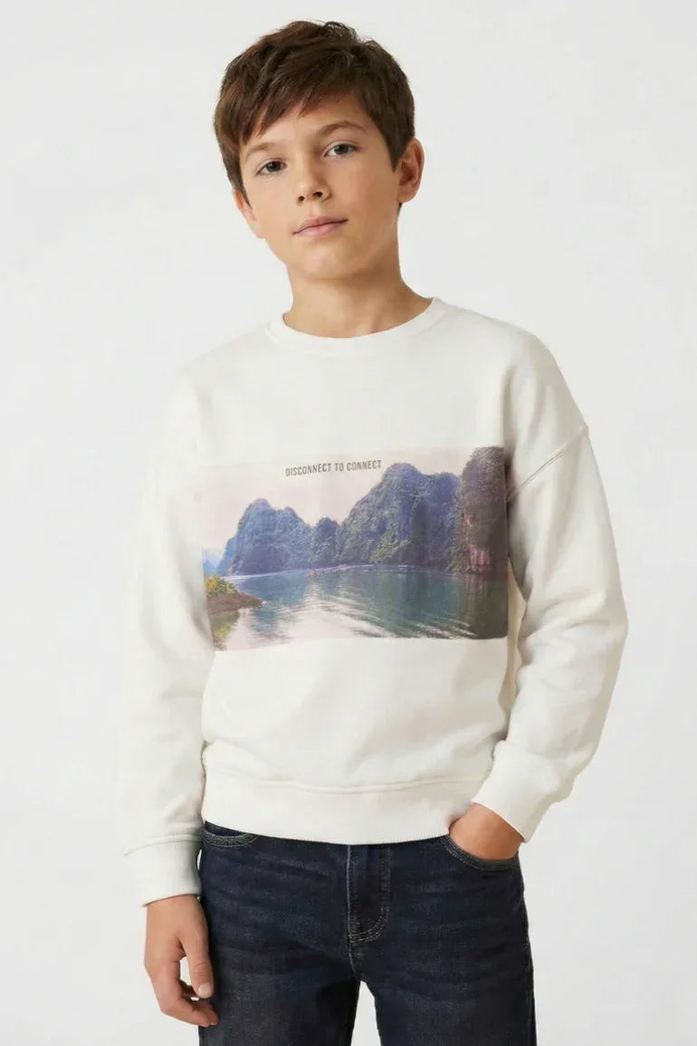 Graphic Sweatshirt For Boys - Off-White - MEME