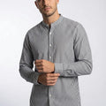 Mandarin Collar Shirt For Men - Grey Stripes - MEME