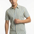 Check Half Sleeve Shirt For Men - Blue - MEME