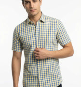 Check Half Sleeve Shirt For Men - Blue - MEME