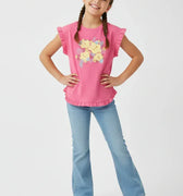 Printed Tank Top For Girl - Hot Pink - MEME