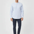 Mandarin Collar Shirt For Men - Blue Stripe - MEME