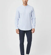 Mandarin Collar Shirt For Men - Blue Stripe - MEME