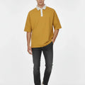 Contrast Polo T-Shirt For Men - Gold - MEME