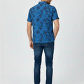 Printed Half Sleeve Shirt For Men - Blue - MEME