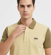 Contrast Polo T-Shirt For Men - Olive - MEME
