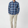 Check Button Down Shirt For Men - Navy Check - MEME