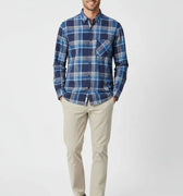Check Button Down Shirt For Men - Navy Check - MEME