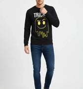 Printed Sweatshirt For Men - Black - MEME