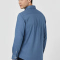 Texture Button Down Shirt For Men - Blue - MEME