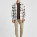 Check Button Down Shirt For Men - White - MEME