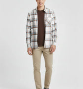 Check Button Down Shirt For Men - White - MEME