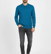 Polo Neck Sweater For Men - Peacock Blue - MEME