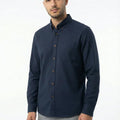 Solid Button Down Shirt For Men - Navy - MEME