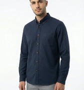 Solid Button Down Shirt For Men - Navy - MEME