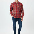 Check Button Down Shirt For Men - Red - MEME