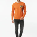 Printed Long Sleeve T-Shirt For Men - Rust - MEME