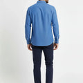 Solid Button Down Shirt For Men - Indigo - MEME