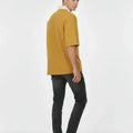 Contrast Polo T-Shirt For Men - Gold - MEME