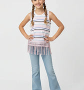 Stiped Tank Top For Girl - White - MEME